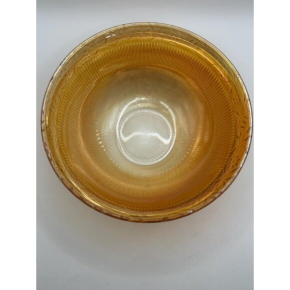 Imperial Glass "Prism & Daisy Band" aka Floral Rib Marigold Carnival Glass 7" Bo - Picture 3 of 5